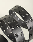 Dark Slate Gray Grommet PU Leather Belt Sentient Beauty Fashions *Accessories