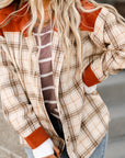 Rosy Brown Double Take Plaid Contrast Corduroy Shacket Sentient Beauty Fashions Apparel & Accessories