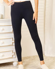 Bisque Double Take Wide Waistband Sports Leggings Sentient Beauty Fashions Apparel & Accessories