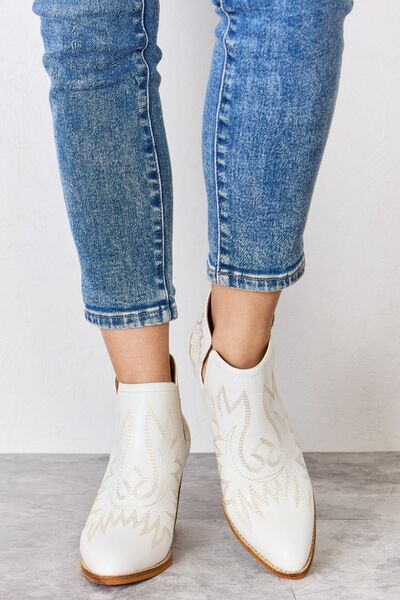 Light Gray Melody Ankle Embroidered Stitch Boots Sentient Beauty Fashions Apparel &amp; Accessories