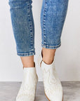 Light Gray Melody Ankle Embroidered Stitch Boots Sentient Beauty Fashions Apparel & Accessories