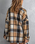 Dark Gray Double Take Plaid Dropped Shoulder Pocketed Shirt Jacket Sentient Beauty Fashions Apparel & Accessories