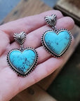 Dim Gray Artificial Turquoise Alloy Heart Dangle Earrings Sentient Beauty Fashions earrings