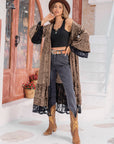 Gray Flare Sleeve Lace Trim Cardigan Sentient Beauty Fashions Apparel & Accessories