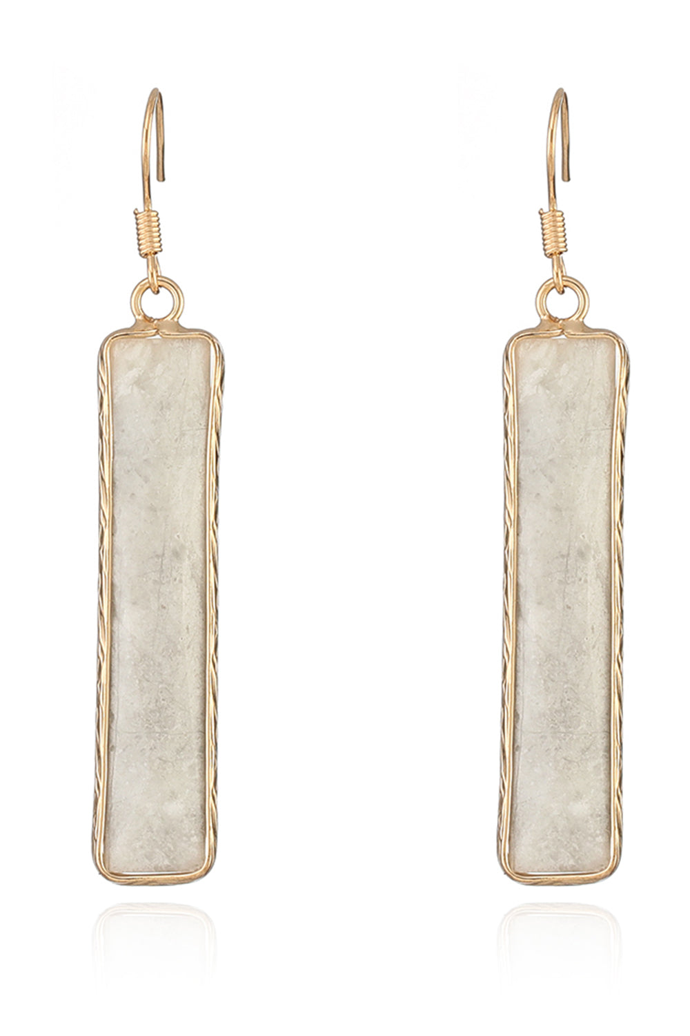 Light Gray Natural Stone Drop Earrings Sentient Beauty Fashions jewelry