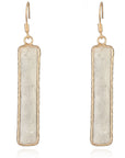Light Gray Natural Stone Drop Earrings Sentient Beauty Fashions jewelry