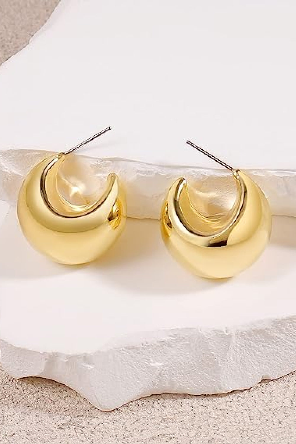 Light Gray Chunky C-Hoop Brass Earrings Sentient Beauty Fashions jewelry