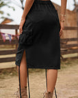Rosy Brown Drawstring Denim Cargo Skirt Sentient Beauty Fashions Dresses