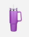 White Smoke Stainless Steel Tumbler with Handle and Straw