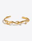White Smoke Inlaid Synthetic Pearl Open Bracelet Sentient Beauty Fashions rings