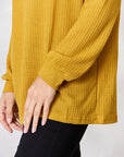 Goldenrod BiBi Cutout Long Sleeve Waffle Knit Top Sentient Beauty Fashions Tops