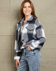 Rosy Brown Double Take Plaid Button Front Dropped Shoulder Collared Jacket Sentient Beauty Fashions Apparel & Accessories