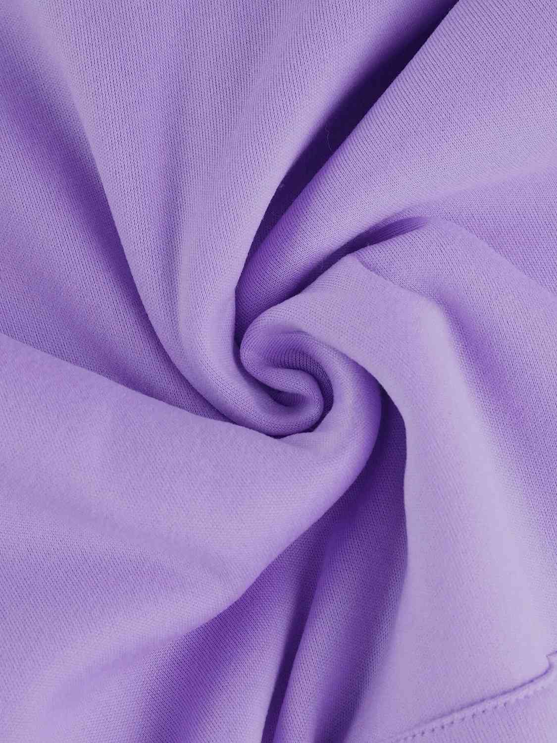 Medium Purple Graphic Drawstring Hoodie with Pocket