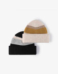 White Smoke Tricolor Cuffed Knit Beanie