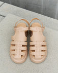 Gray Qupid Platform Cage Stap Sandal in Tan Sentient Beauty Fashions Shoes
