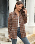 Gray Plaid Button Up Pocketed Shirt Sentient Beauty Fashions Apparel & Accessories