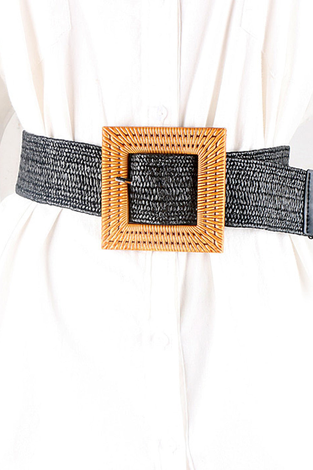 Dark Slate Gray Square Buckle Elastic Braid Belt Sentient Beauty Fashions *Accessories