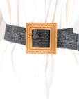 Dark Slate Gray Square Buckle Elastic Braid Belt Sentient Beauty Fashions *Accessories