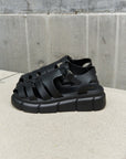 Dark Gray Qupid Platform Cage Stap Sandal in Black Sentient Beauty Fashions Shoes