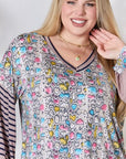 Gray Celeste Full Size Animal Print Striped Long Sleeve Top Sentient Beauty Fashions Apparel & Accessories