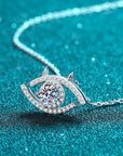 Dark Cyan Moissanite Evil Eye Pendant 925 Sterling Silver Necklace Sentient Beauty Fashions jewelry