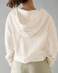 Gray Waffle-Knit Dropped Shoulder Hooded Jacket Sentient Beauty Fashions Apparel & Accessories