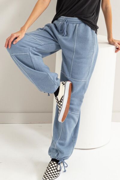 Light Gray HYFVE Stitched Design Drawstring Sweatpants Sentient Beauty Fashions Apparel &amp; Accessories