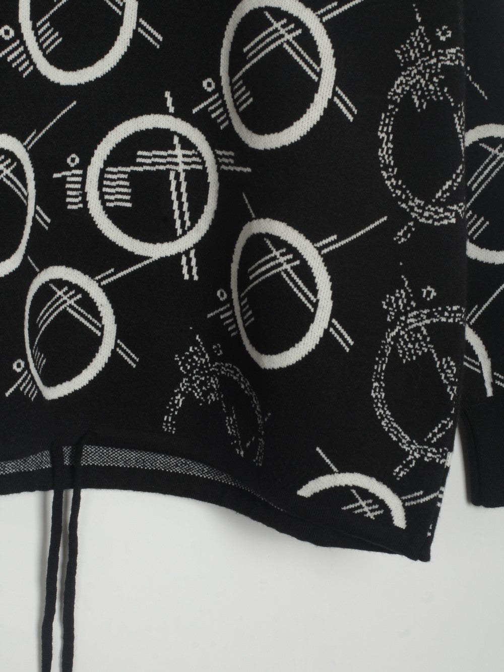 Black Patterned Drawstring Hem Sweater Sentient Beauty Fashions Apparel &amp; Accessories