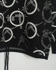 Black Patterned Drawstring Hem Sweater Sentient Beauty Fashions Apparel & Accessories