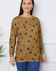 Light Gray Star Print Round Neck Dropped Shoulder Sweatshirt