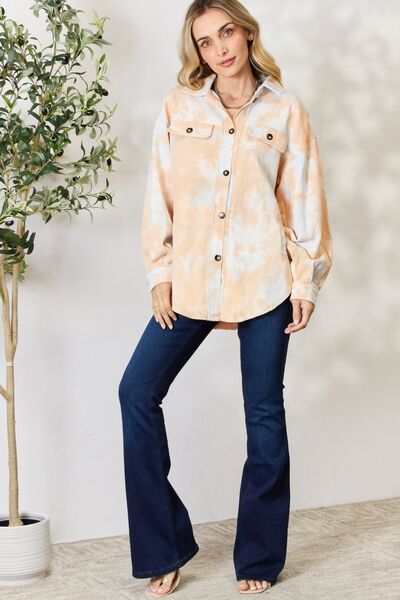Light Gray BiBi Tie Dye Button Down Long Sleeve Shirt Sentient Beauty Fashions Apparel & Accessories