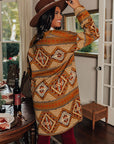 Dim Gray Printed Long Sleeve Cardigan Sentient Beauty Fashions Apparel & Accessories