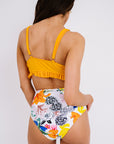 Light Gray Floral Frill Trim Two-Piece Swim Set Sentient Beauty Fashions Swimwear
