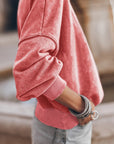 Rosy Brown Round Neck Dropped Shoulder Sweatshirt