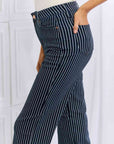 Black Judy Blue Cassidy Full Size High Waisted Tummy Control Striped Straight Jeans Sentient Beauty Fashions Apparel & Accessories