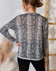 Gray Hailey & Co Full Size Snakeskin V-Neck Long Sleeve Top Sentient Beauty Fashions Apparel & Accessories