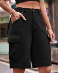 Black Denim Cargo Shorts with Pockets Sentient Beauty Fashions Apparel & Accessories