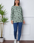 Light Gray Star Print Round Neck Dropped Shoulder Sweatshirt