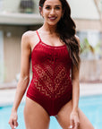 Gray Spaghetti Strap One-Piece Swimsuit Sentient Beauty Fashions Swimwear