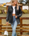 Sienna Raw Hem Denim Jacket with Pockets Sentient Beauty Fashions Apparel & Accessories