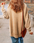 Rosy Brown Dropped Shoulder Round Neck Long Sleeve Blouse Sentient Beauty Fashions Apparel & Accessories