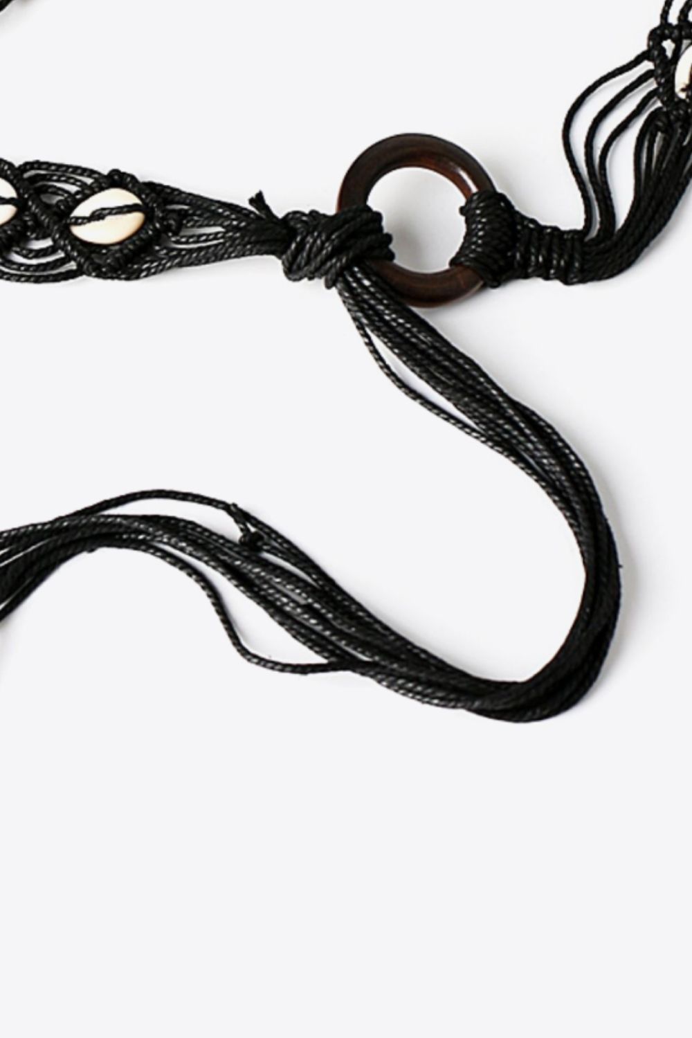 Black Bohemian Wood Ring Braid Belt