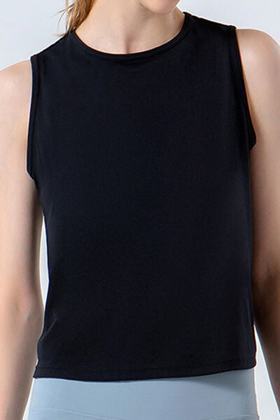 Black Round Neck Active Tank Sentient Beauty Fashions Apparel &amp; Accessories