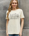 Rosy Brown Simply Love GROW POSITIVITY Graphic Cotton Tee Sentient Beauty Fashions tees