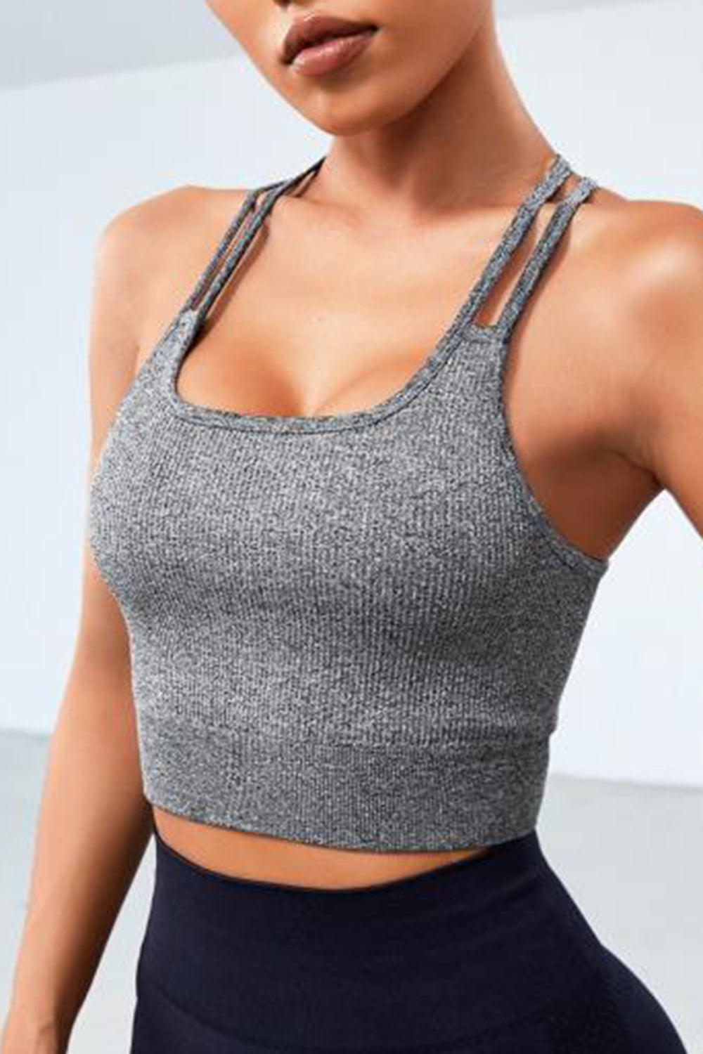 Gray Open Back Sports Tank Sentient Beauty Fashions Apparel & Accessories