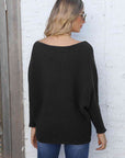 Gray Full Size Horizontal Ribbing Dolman Sleeve Sweater Sentient Beauty Fashions Apparel & Accessories