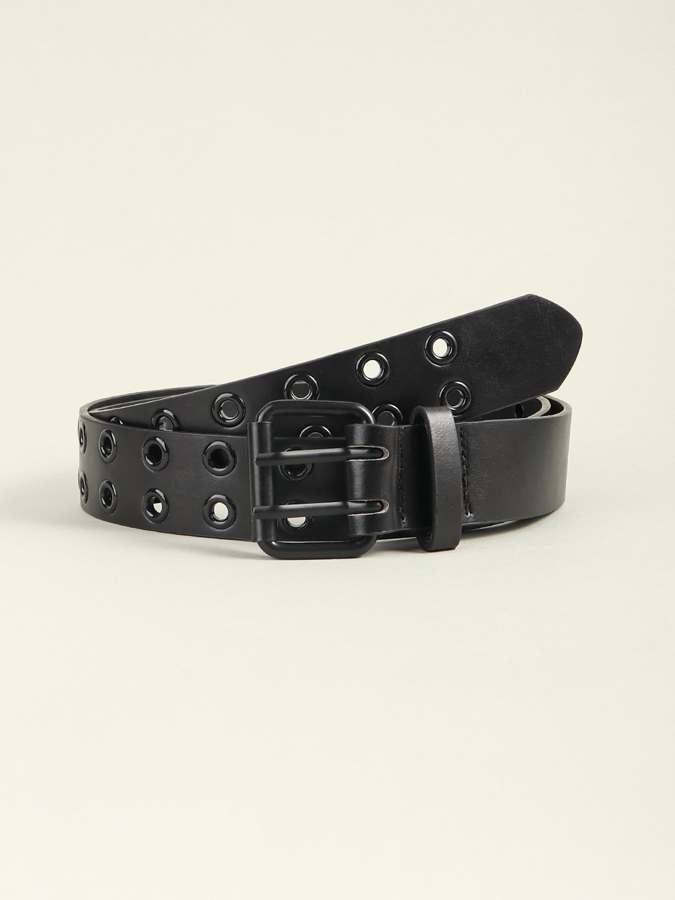 Beige Grommet PU Leather Belt
