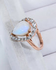 Light Gray Moonstone Teardrop-Shaped 925 Sterling Silver Ring Sentient Beauty Fashions jewelry