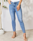 Light Gray BAYEAS Raw Hem Skinny Jeans Sentient Beauty Fashions Apparel & Accessories