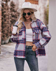 Dark Gray Plaid Dropped Shoulder Collared Jacket Sentient Beauty Fashions Apparel & Accessories